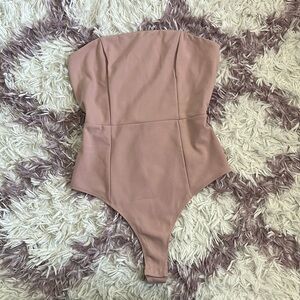 Dusty Pink Strapless Thong Bodysuit